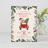 白と緑の水彩クリスマス招待状 招待状 (スタンド正面)