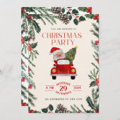 白と緑の水彩クリスマス招待状 招待状 (正面/裏面)