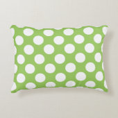 白と緑の水玉模様パターン アクセントクッション (正面)