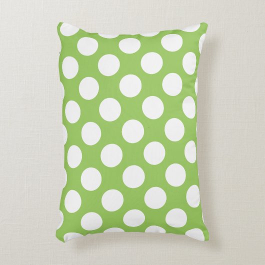 白と緑の水玉模様パターン アクセントクッション (正面(垂直))