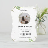 白と緑の結婚式招待状 招待状 (スタンド正面)