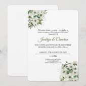白と緑の花のスペイン風ウェディング招待状 招待状 (正面/裏面)