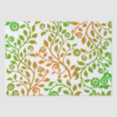 白と緑の花模様渦巻形のニースシンプル 薄葉紙 (正面)