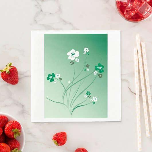 白と緑の花 スタンダードランチョンナプキン