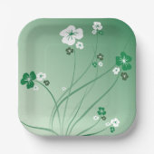 白と緑の花 ペーパープレート (正面)