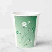 白と緑の花 紙コップ (正面)