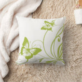 白と緑の蝶結婚の クッション (ブランケット)