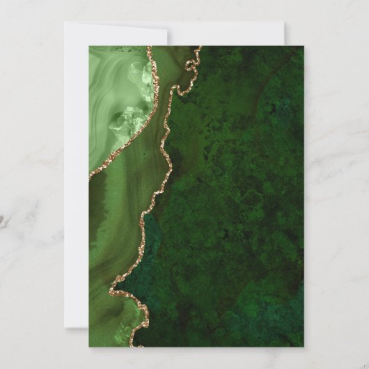 白と緑の金ゴールド日付の保存 招待状 (裏面)