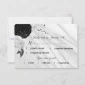 白と背の花の大理石料理の選択肢 出欠カード (正面)