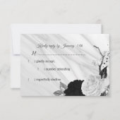 白と背の花の大理石 出欠カード (正面)