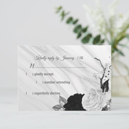 白と背の花の大理石 出欠カード (スタンド正面)