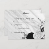 白と背の花の大理石 出欠カード (正面/裏面)