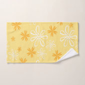 白と茶の花柄の装飾用クッション バスタオルセット (ハンドタオル)