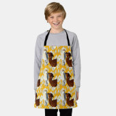 白と茶色のアルパカ、キッズフルプリントエプロン エプロン (着用した状態)