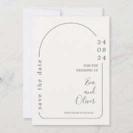 白と茶色のシンプル結婚式招待状 招待状