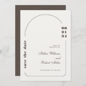 白と茶色のシンプル結婚式招待状 招待状 (正面/裏面)