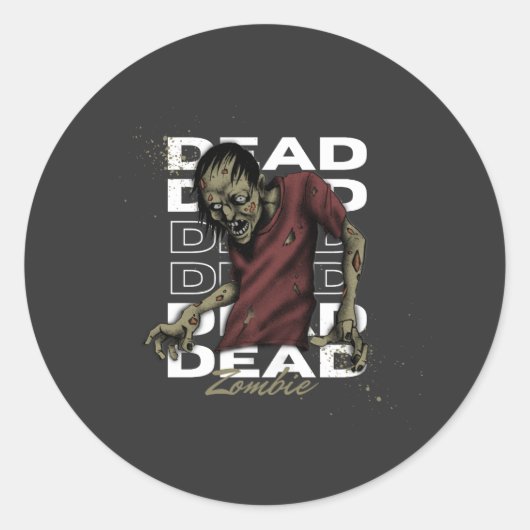 白と茶色のデッドゾンビステッカー ラウンドシール (正面)