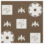 白と茶色のパタ市松模様にーン ファブリック (見本)