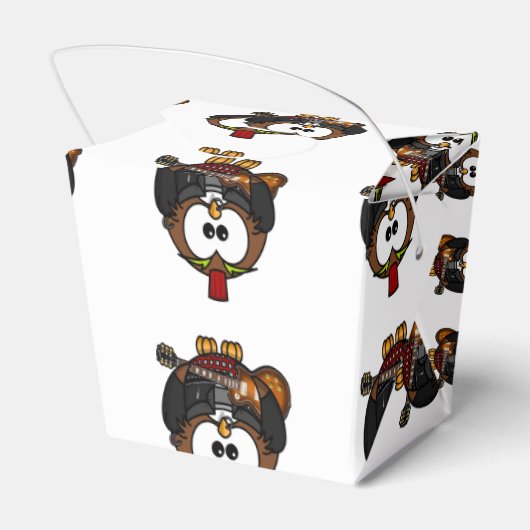 白と茶色のフクロウ遊は赤い帽子のギターだ フェイバーボックス (裏面サイド)