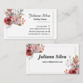 白と茶色のフローラ名刺の風景 エンクロージャーカード (正面/裏面)