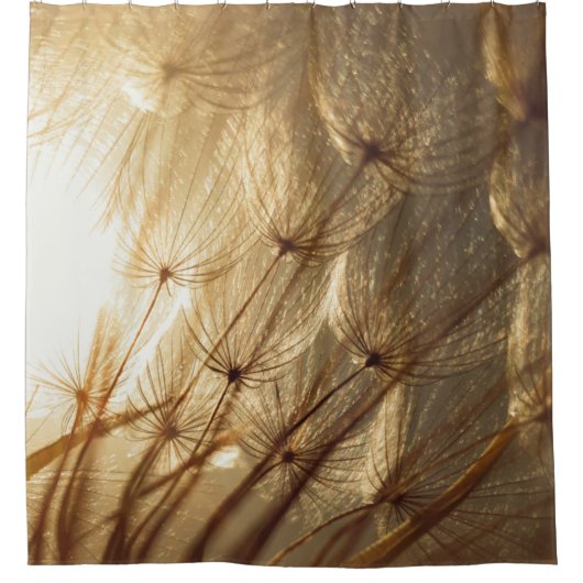 白と茶色のフローラ織物 シャワーカーテン (正面)