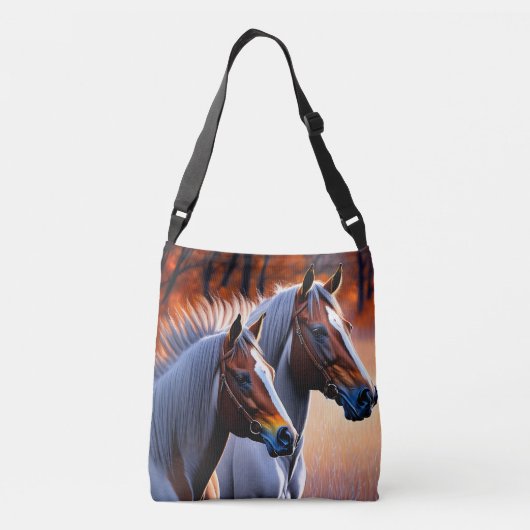 白と茶色のブルムビー馬、クロスボディバッグ クロスボディバッグ (裏面)