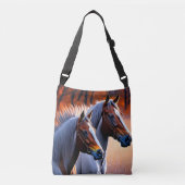 白と茶色のブルムビー馬、クロスボディバッグ クロスボディバッグ (正面)