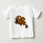 白と茶色のマンガ・ピラニアの魚 ベビーTシャツ (正面)