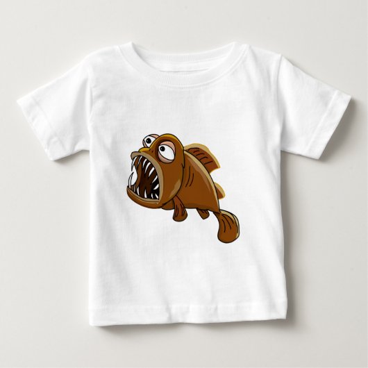 白と茶色のマンガ・ピラニアの魚 ベビーTシャツ (正面)