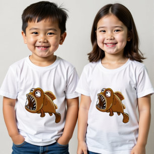 白と茶色のマンガ・ピラニアの魚 ベビーTシャツ