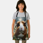 白と茶色のモルモットの月とデイジー エプロン (インサイチュ)