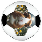 白と茶色のモルモットの月とデイジー サッカーボール (回転)