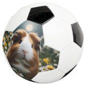 白と茶色のモルモットの月とデイジー サッカーボール (3/4)
