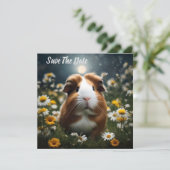 白と茶色のモルモットの月とデイジー セーブザデート (スタンド正面)