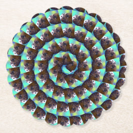 白と茶色の丸いモルモット柄 ペーパーコースター