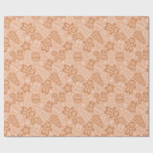 白と茶色の可愛いクリスマスモダン ラッピングペーパー (フラット)