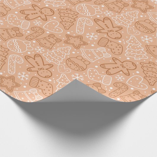 白と茶色の可愛いクリスマスモダン ラッピングペーパー (角)