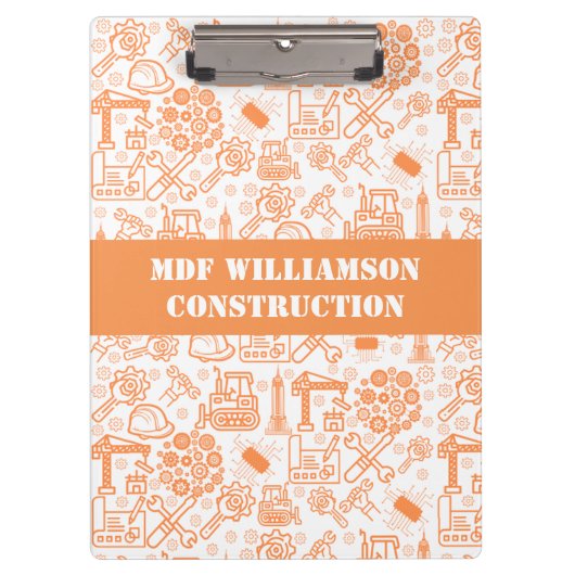 白と茶色の建築設計図エンジニア クリップボード (正面)
