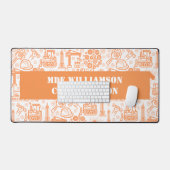 白と茶色の建築設計図エンジニア デスクマット (キーボード&マウス)