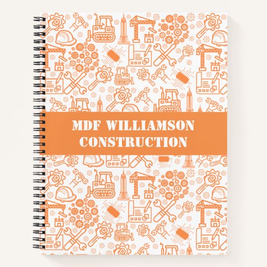 白と茶色の建築設計図エンジニア ノートブック (正面)