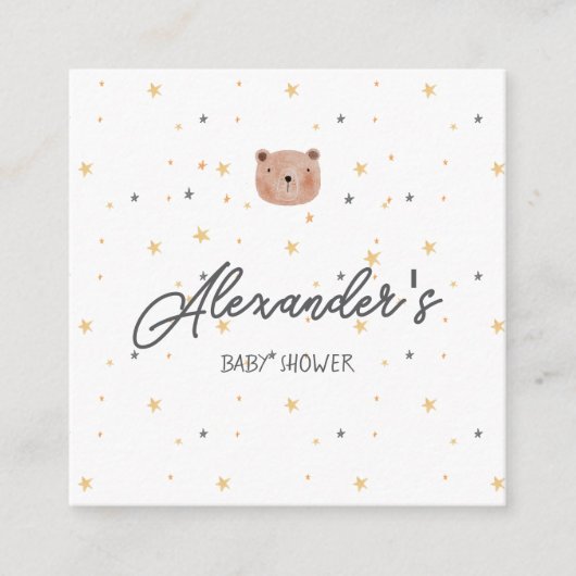 白と茶色の水色かわいい赤ちゃんシャワー エンクロージャーカード (正面)