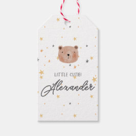 白と茶色の水色かわいい赤ちゃんシャワー ギフトタグ