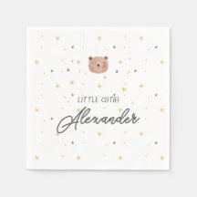 白と茶色の水色かわいい赤ちゃんシャワー