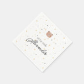 白と茶色の水色かわいい赤ちゃんシャワー スタンダードカクテルナプキン (角)