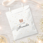 白と茶色の水色かわいい赤ちゃんシャワー フェイバーバッグ (クリップ留めされた状態)