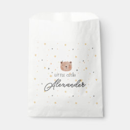 白と茶色の水色かわいい赤ちゃんシャワー フェイバーバッグ