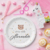 白と茶色の水色かわいい赤ちゃんシャワー ペーパープレート (パーティー)