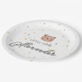 白と茶色の水色かわいい赤ちゃんシャワー ペーパープレート (アングル)