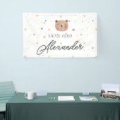 白と茶色の水色かわいい赤ちゃんシャワー 横断幕 (トレードショー)