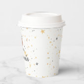 白と茶色の水色かわいい赤ちゃんシャワー 紙コップ (左)